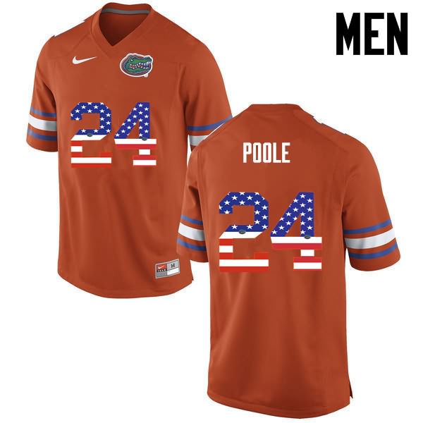 NCAA Florida Gators Brian Poole Men's #24 USA Flag Fashion Nike Orange Stitched Authentic College Football Jersey QQW5464YR